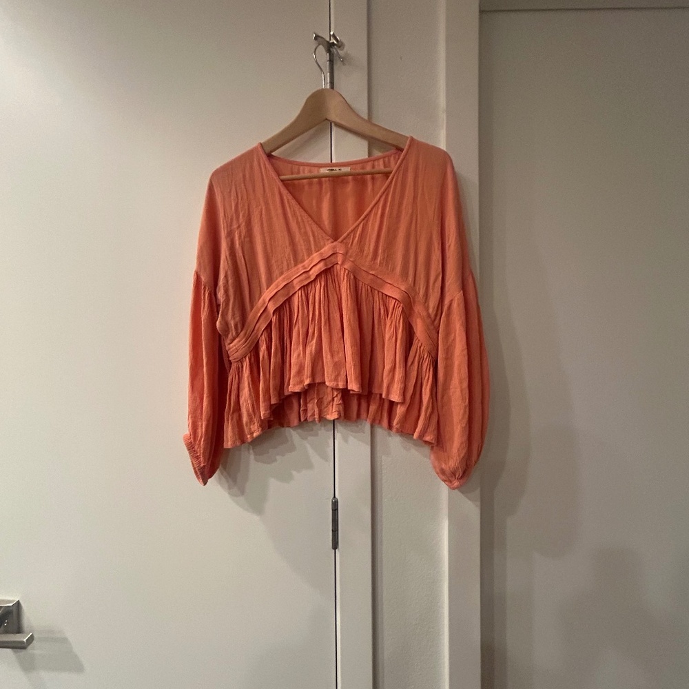 O’Neill coral boho peplum blouse – size M